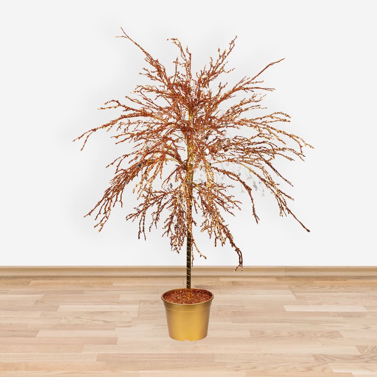 3.8ft. Unlit Crystallized Gold Glitter Artificial Potted Christmas Tree